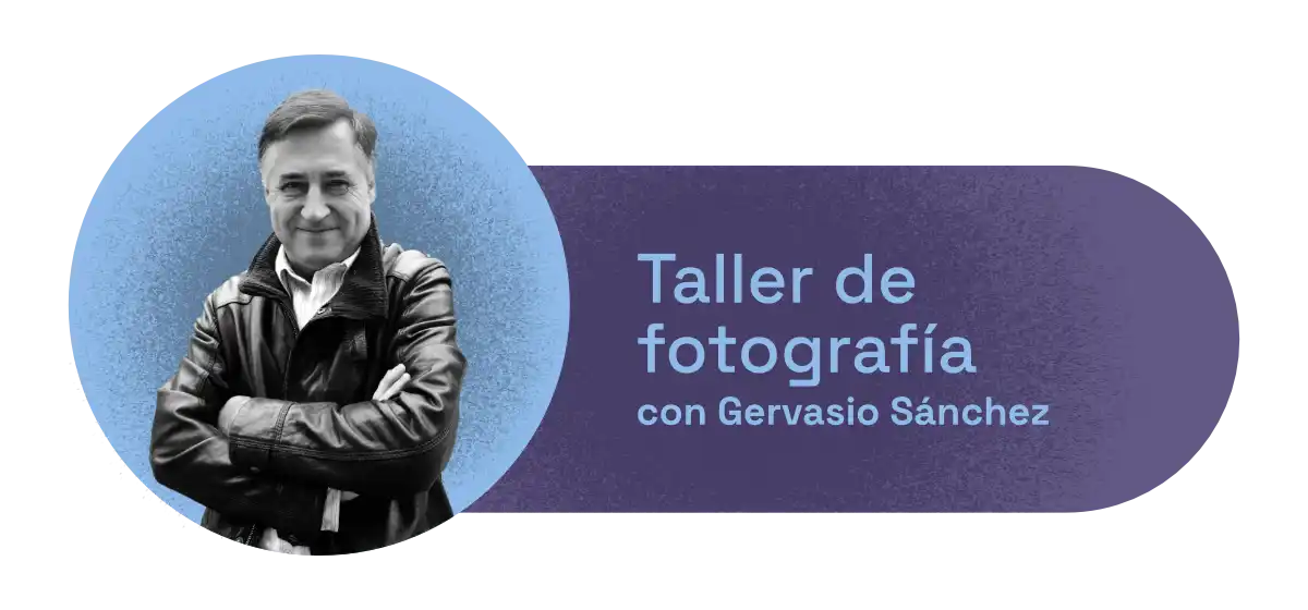 botón taller fotografía Gervasio Sanchez
